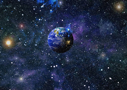 探索图片地球,星系和太阳行星,外太空的恒星和星系展现了太空探索的