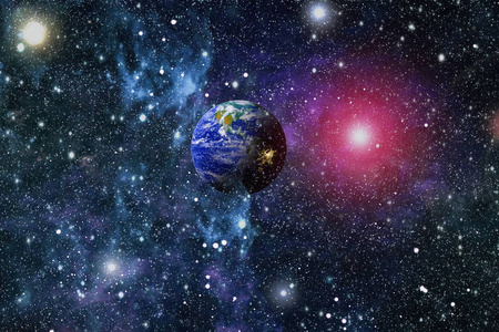 地球和太空中的星系.科幻艺术.这张图片的元素由美国宇航局提供.照片