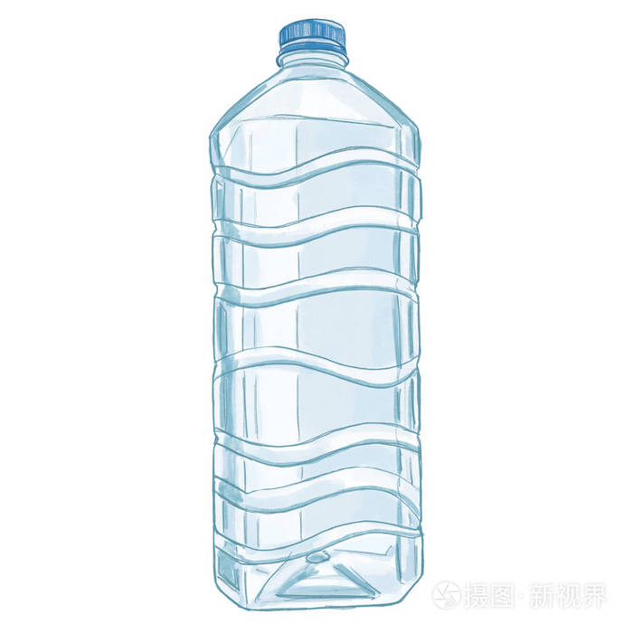 大塑料瓶手绘插图