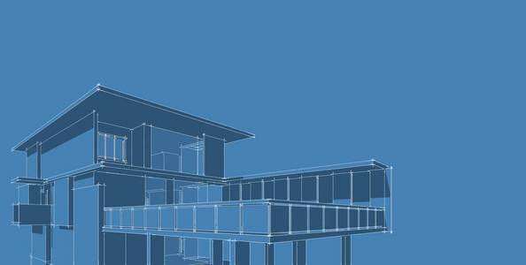 三维建筑插图建筑透视线.照片