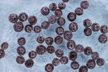 带气泡的蓝莓成熟浆果图片