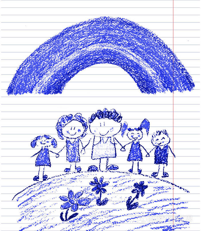 孩子们在画画小孩子男孩和女孩学校幼儿园插图游戏和成长老师和学生在