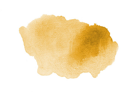 浅橙色调抽象水彩画背景图像与水彩画液体飞溅,孤立在白色.