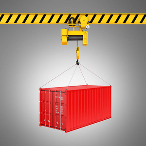 运船货船集装箱装载概念起重机吊运集装箱照片