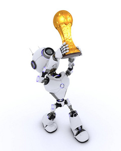 机器人举起足球奖杯图片