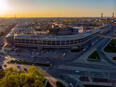 圣彼得堡全景.俄罗斯.市中心.亚历山大涅夫斯基大桥.涅瓦河.