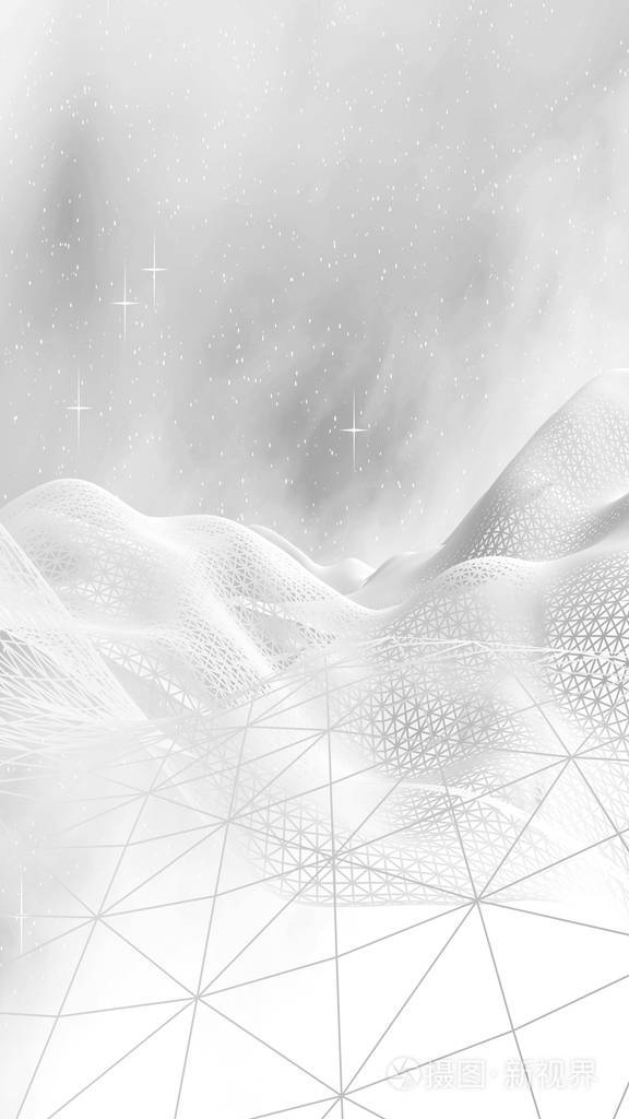 白色抽象背景高科技网络网络空间网格外层空间外太空星光质感三维插图