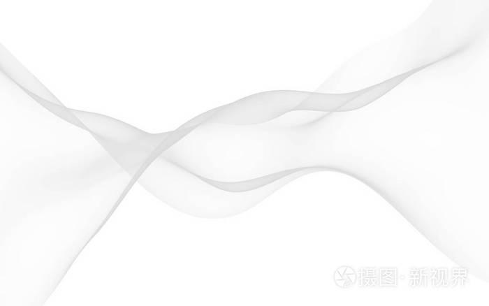 白色抽象背景。飘扬的白领巾。在风中挥舞着白色的福布里克。三维插图