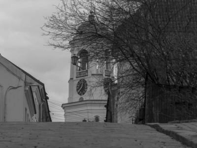 夏日维堡古老的钟楼图片