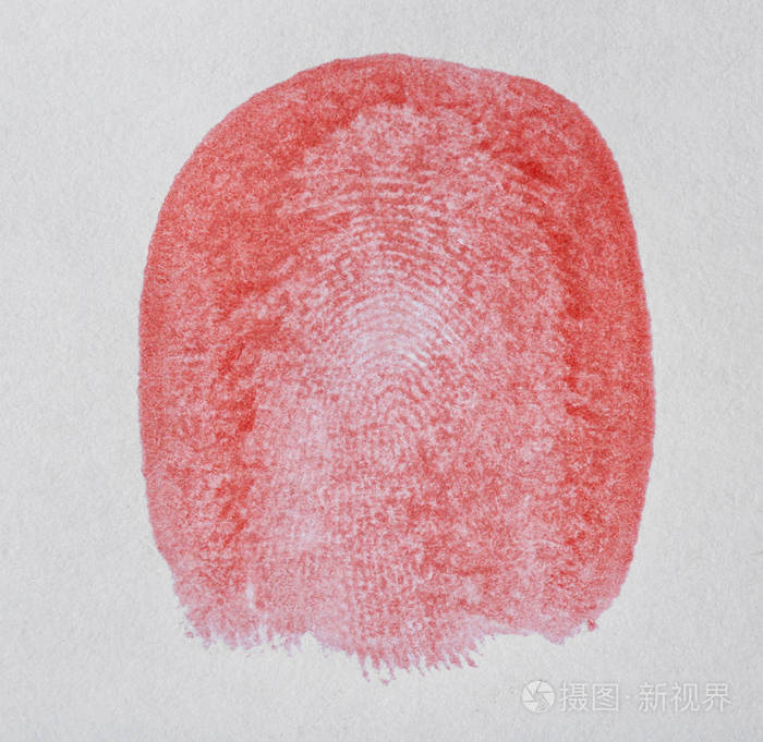 白色背景上的红色指纹摩擦脊形