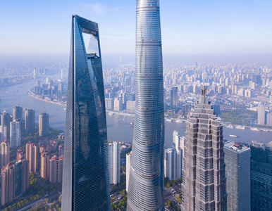 陕西省摩天大楼高层办公楼鸟瞰图照片