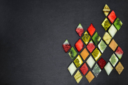 芒果马赛克菱形水果拼图照片