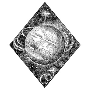 海王星.网络样式的手绘插图.