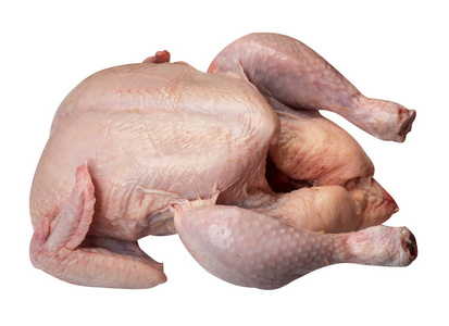 rawfreshchickenisolatedonwhitebackground照片