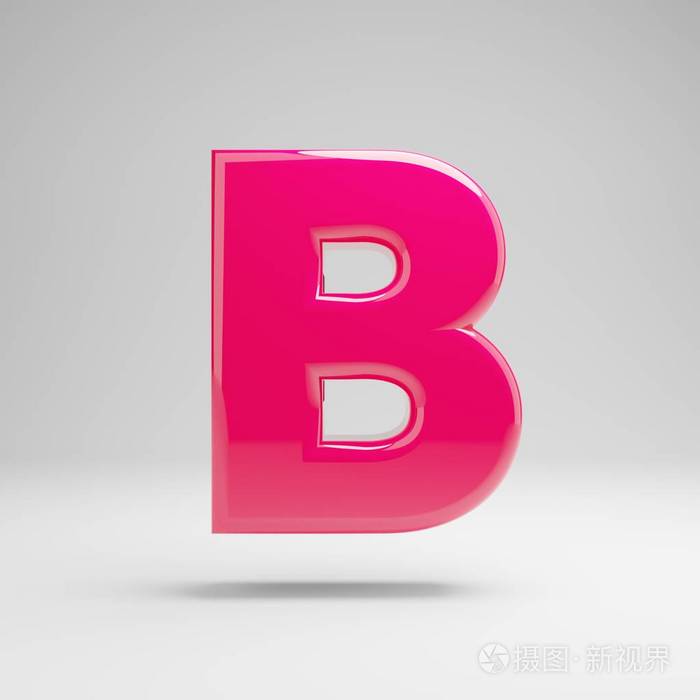 白色背景上孤立的粉红色大写字母b