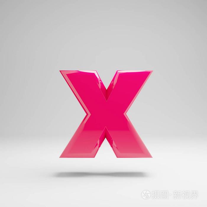白色背景上孤立的粉红色小写字母x