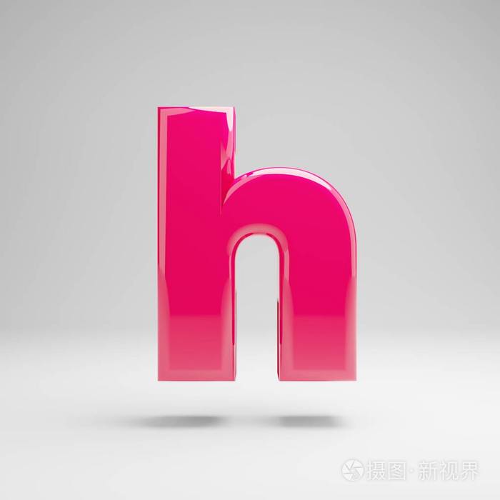 白色背景上孤立的粉红色小写字母h
