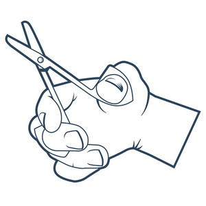 手拿钢筋剪手拿着小剪刀剪.线路图照片