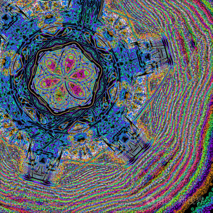 梦幻混沌的彩色分形图案抽象分形形状3d渲染插图背景或墙纸