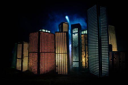 现代化的城市建筑,明亮的灯光,豪华的旅游理念照片