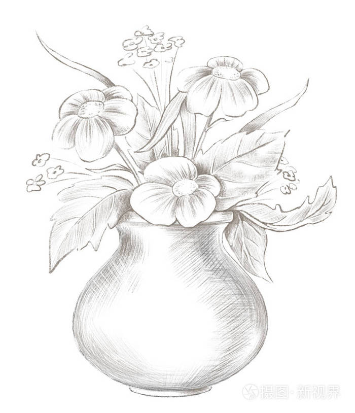 铅笔素描花瓶照片 正版商用图片2jtdko 摄图新视界 铅笔素描花瓶照片 正版商用图片2jtdko 摄图新视界