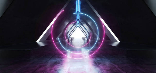 科幻三角飞船霓虹激光束虚拟光图片