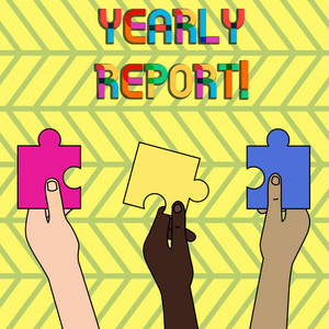 a公司财务总结的经营理念是一年中活动中三块彩色的空拼图块握在不同