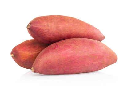 白底鲜红薯,健康食品理念照片
