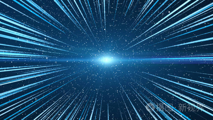 蓝色的背景在中间带着蓝白相间的光