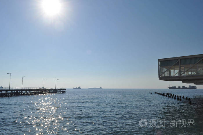 海滨 海岸 塞浦路斯 城市 码头 利马索尔 日落 欧洲 摩托艇
