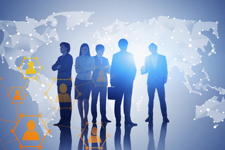 业务团队和全球社会关系照片