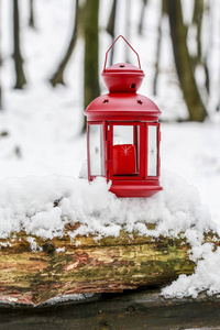 雪地上的红灯笼图片