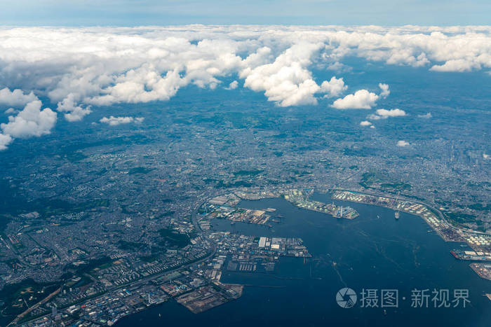 横滨市东京湾鸟瞰图