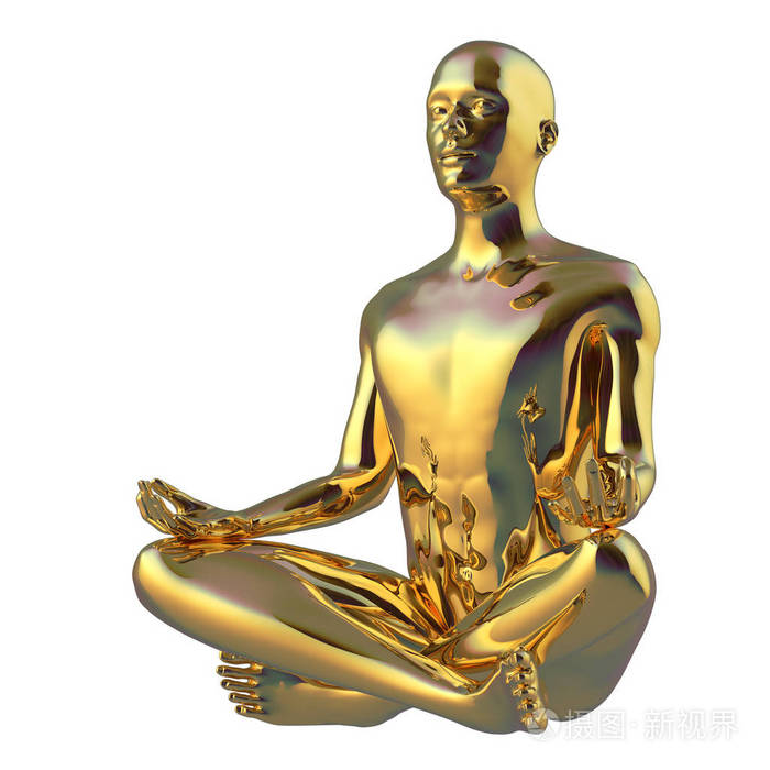 人坐莲花式瑜伽人物造型金光闪闪