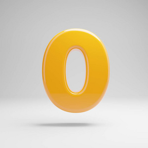 白色背景上隔离的亮黄色数字0.照片