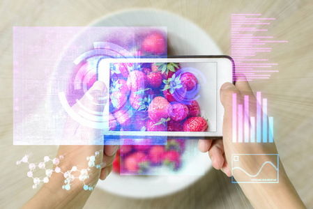 智能设备增强现实食品检查器图片