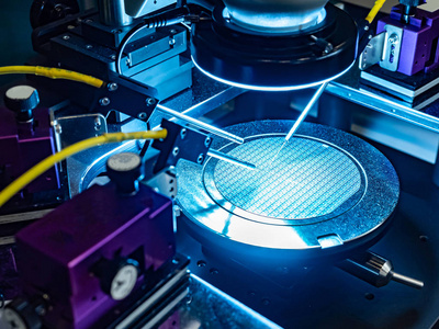 微芯片测试设备.生产自动化.微芯片制造.照片