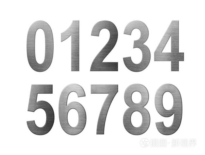 金属数字从0到9金属字体英文字母表莱特