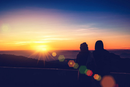 阳光,日落,日出,山,乡村,情侣,自然,户外,度假,放松,旅游,夏天,旅游