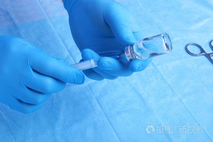 医用带针塑料疫苗接种设备.护士或医生.液体或麻醉剂.医院的医疗保健.