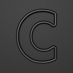 黑色轮廓字体字母c 3d照片