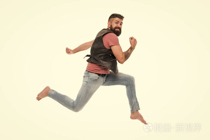 永不停歇小偷跑了继续前进的概念在白色背景上拍摄到