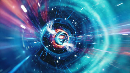 穿过一个虫洞,穿越充满数百万恒星和星云的时空.