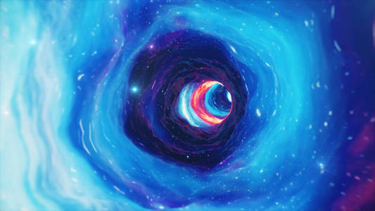 穿过一个虫洞,穿越充满数百万恒星和星云的时空.