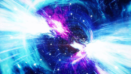 虫洞空间变形,科幻小说.黑洞.涡旋超空间隧道.三维插图照片