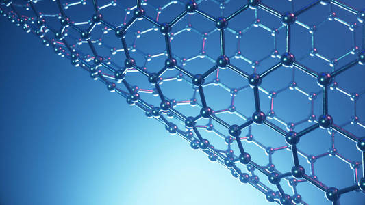 石墨烯管石墨烯管的三维图解结构,抽象纳米技术照片
