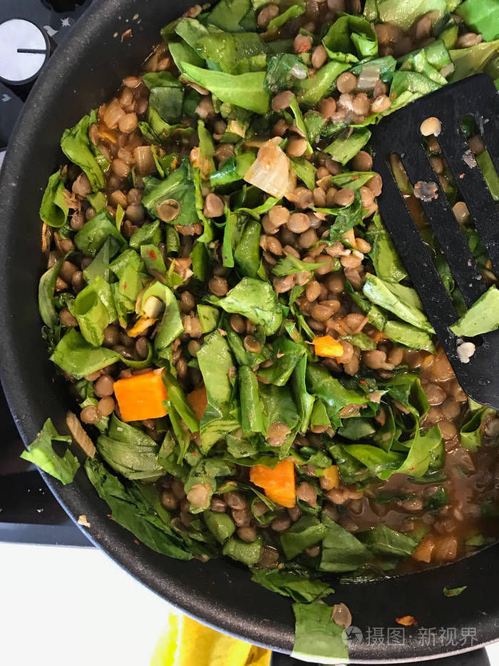  Homemade Lentil Stew  Soup with Chard and Sweet Potatoes in Po