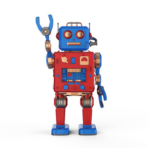 老式的红色机器人玩具图片