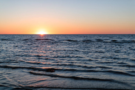 夕阳和大海以及潮水的傍晚景观图片