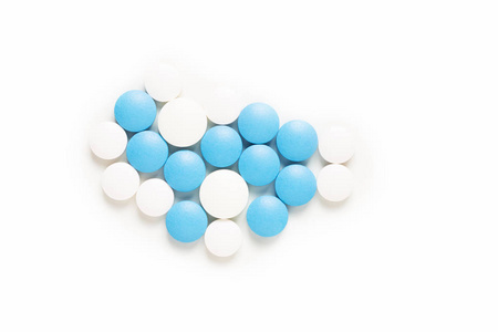 健康与药物概念蓝白色药丸或表图片